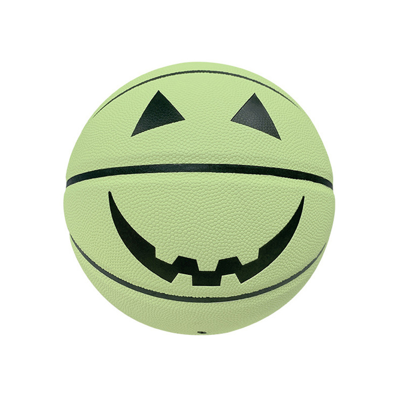 1pc Smiley Face Fluorescent Luminous Basketball, No.7 Pu Hygroscopic  Wear-resistant Basketball For Adult