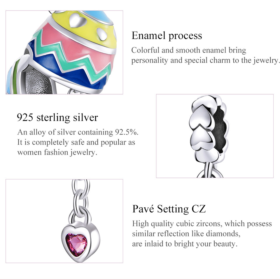 S925 Easter Lucky Eggs Beads for Bracelets Necklace Gift