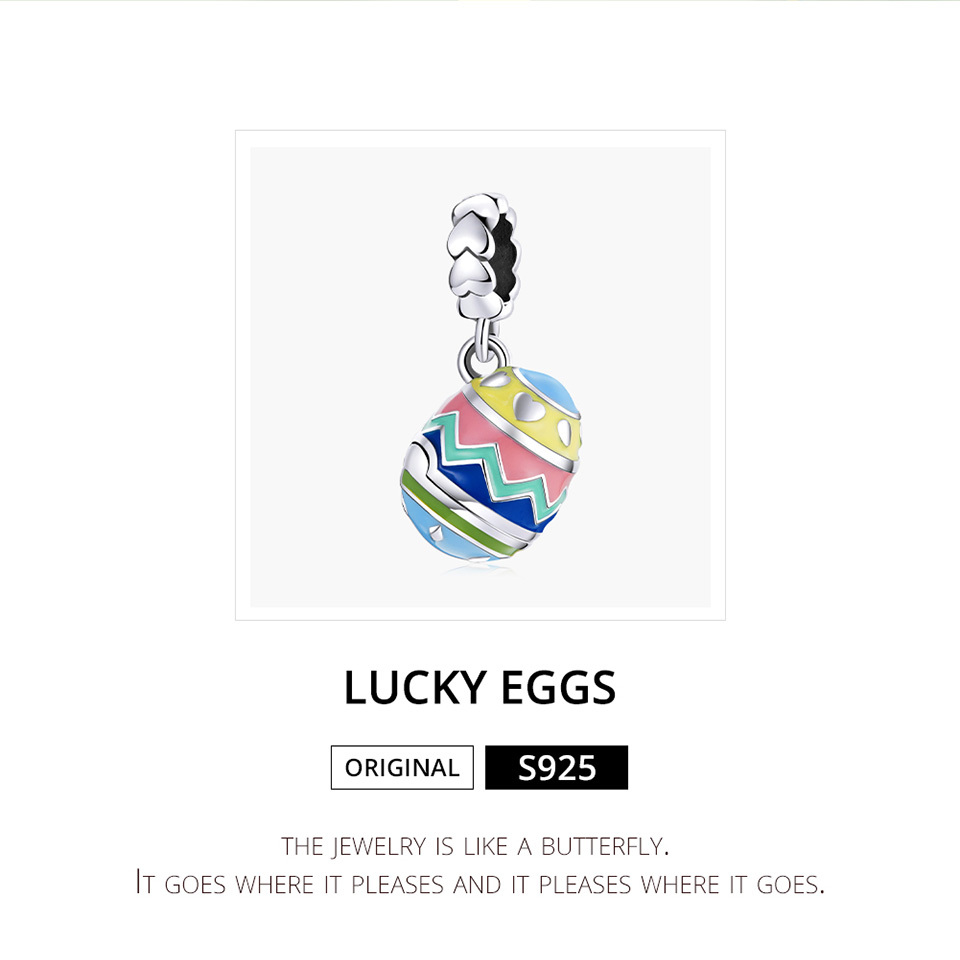 S925 Easter Lucky Eggs Beads for Bracelets Necklace Gift