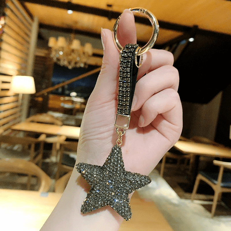 Cheap Rhinestone Inlaid Pendant Keychain Key Ring Holder Bag Hangings