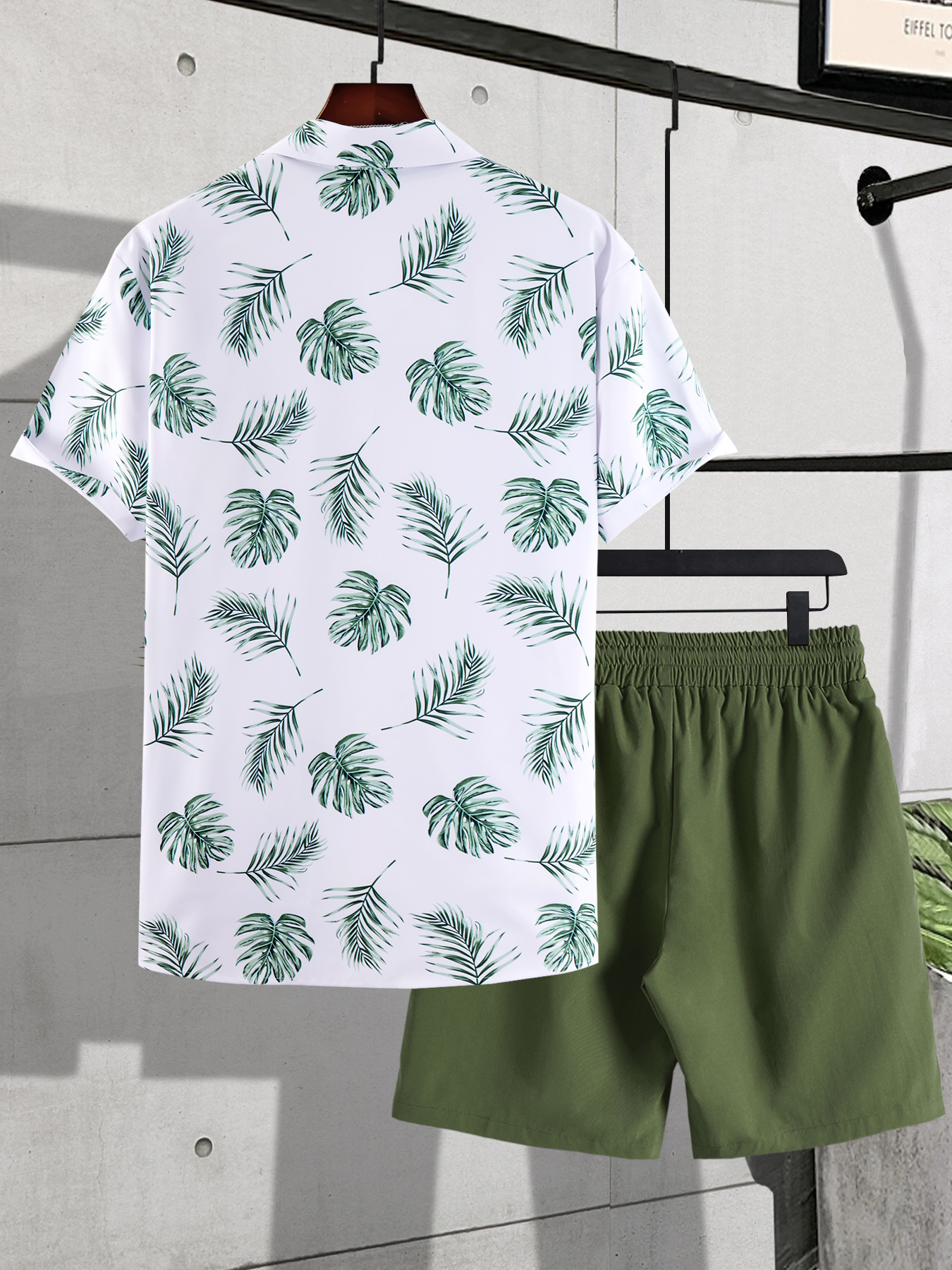 2 Piece Sets Mens Outfits Printed Shirt + Pants Casual Summer  T-Shirt+Trousers