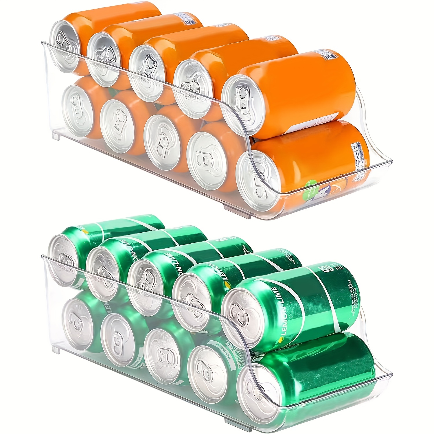 KICHLY Organizador Nevera latas (Pack de 4) - Apilable y Ahorra Espacio -  Dispensador de Latas de Refresco para Despensa, Nevera, Congelador 