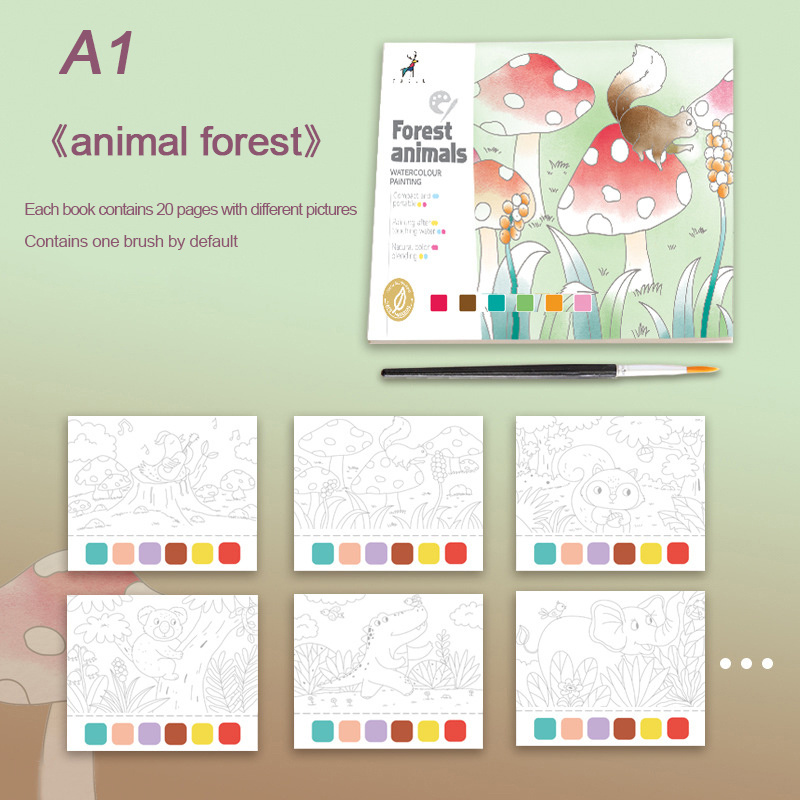Children Pocket Portable Watercolor Coloring Book With Paint - Temu