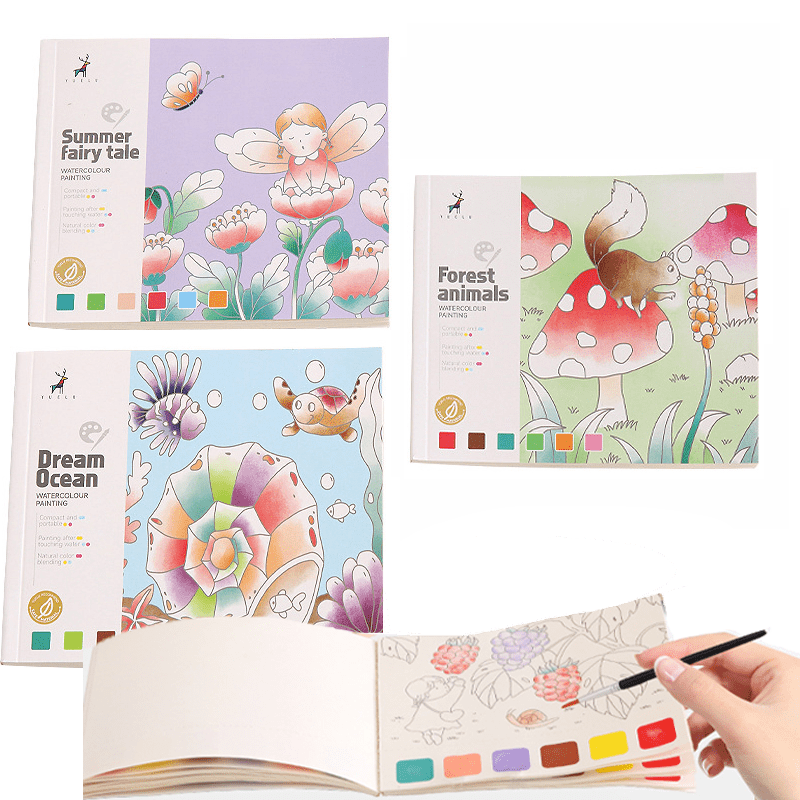 Portable Watercolor Coloring Book Children Pocket Paint - Temu