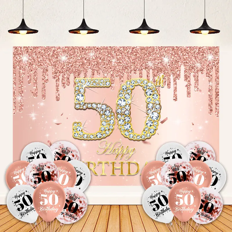 Sparkling Rose Birthday Party Backdrop