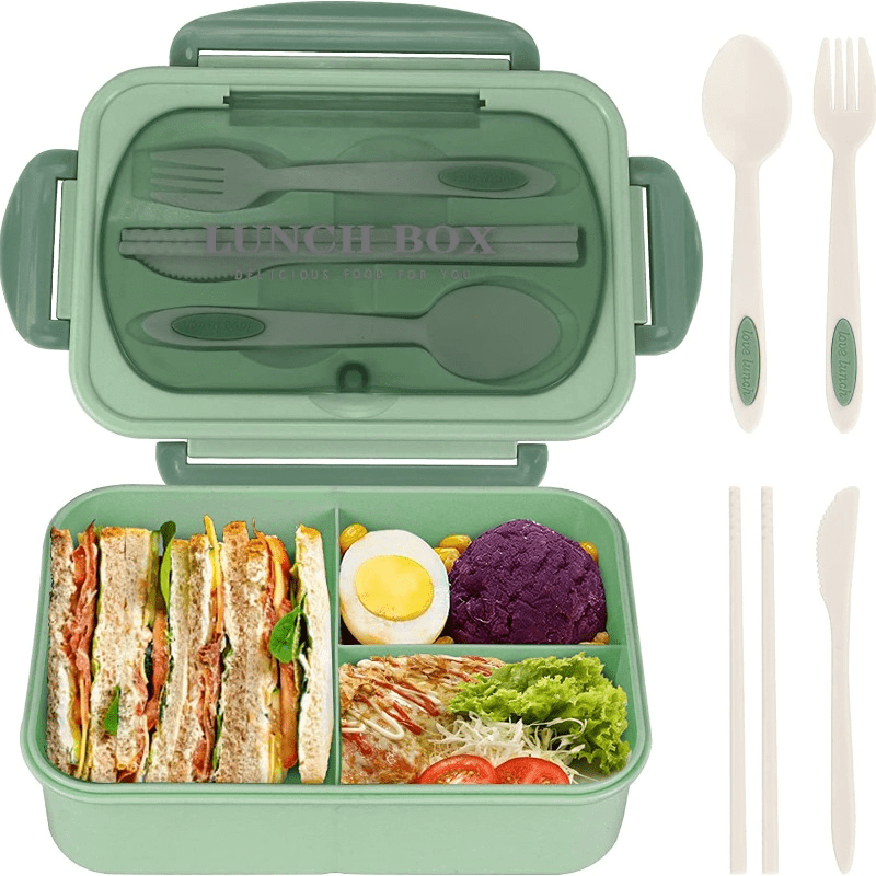 Square 4-box Lunch Box Easy To Carry Students' Lunch Box To Work  Microwave Oven Fast Food Box (with Cover)