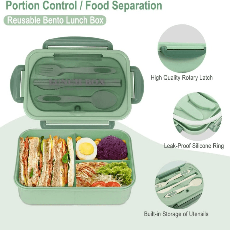 Lunch Box 5 Compartment Food Storage Containers with Lids Bento Lunch Box  Divided Plates Divided Dinner Tray Bento Lunch Box Divided Food Containers  Can Microwave and Dishwasher Safe,Bento Lunch Box 