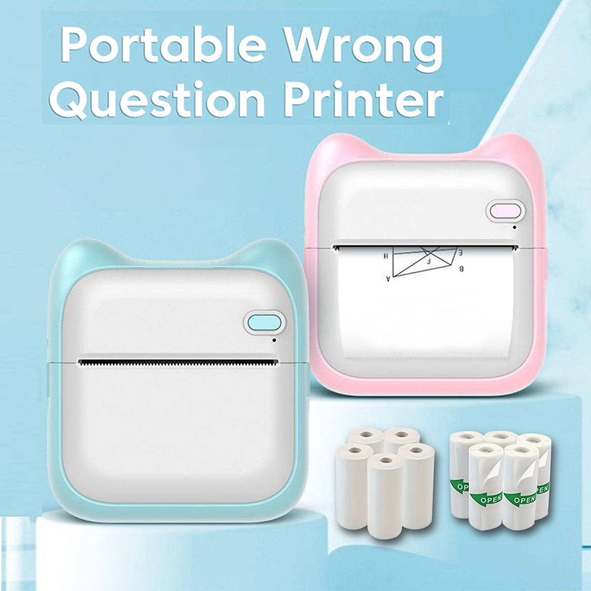 Small Portable Wireless Thermal Photo Printer Pocket Student Mini Error  Label Printer
