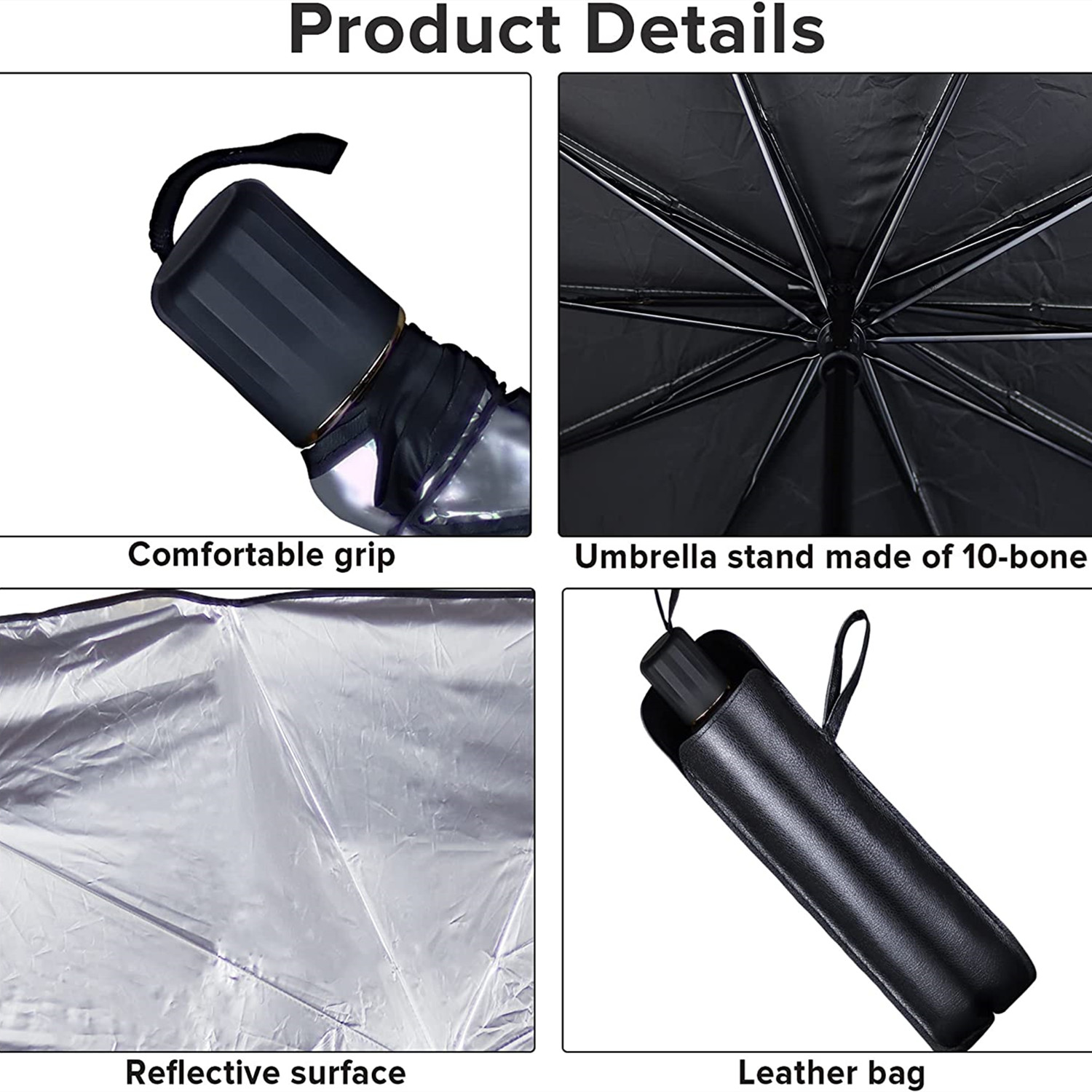 Neuer Auto-Sonnenschutz-Regenschirm, Titan-Silber, Anti-UV-Wärmeisolierung,  Faltbarer Regenschirm, Front-Windschutzscheiben-Sonnenschutz-Regenschirm