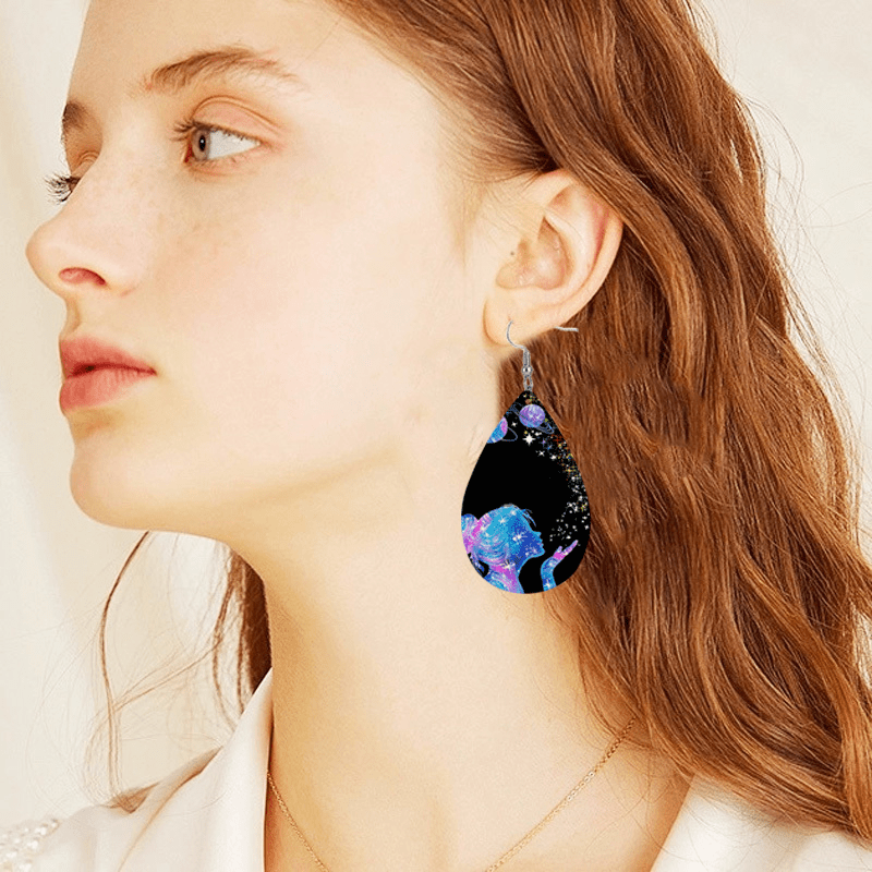 1 Pair Girl Element Leather Drop Earrings Under The Color Planet Holiday  Gifts Girlfriend Gifts Birthday Gifts Party Gifts