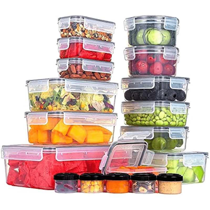 Cheers US 2Pcs/Set Food Storage Containers with Lids Airtight, Plastic Stackable Kitchen Bowls for Lunch BPA-Free, Freezer Microwave Dishwasher Safe