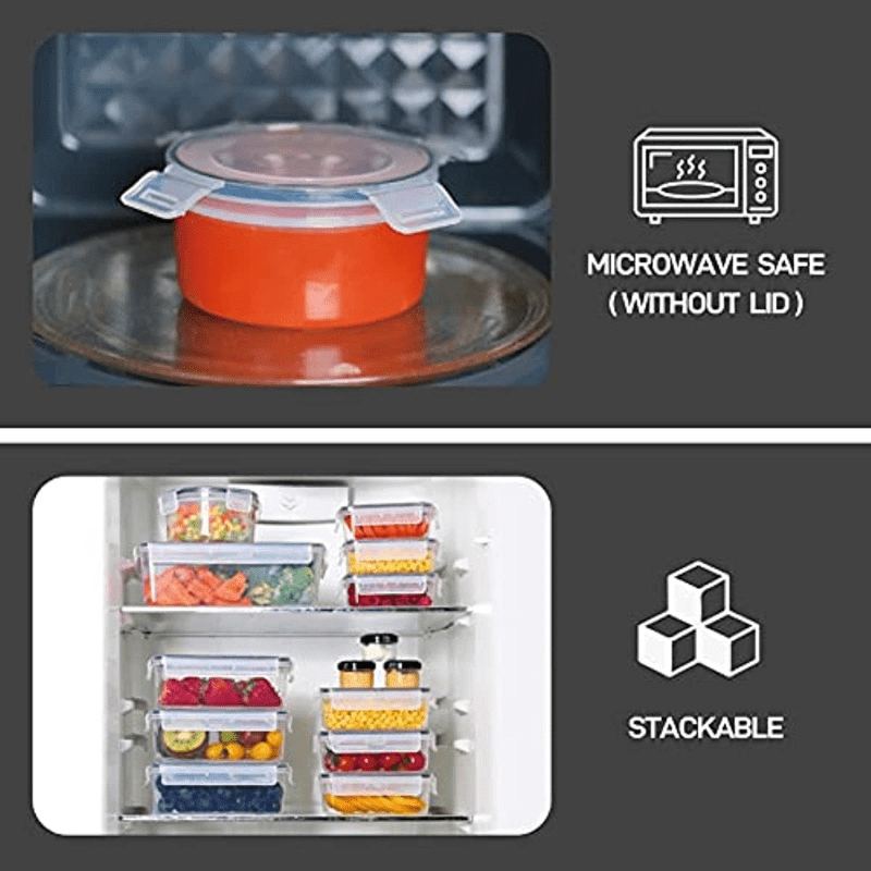 32 Pcs Large Plastic Food storage containers-85 oz to Sauces Box Stackable  Kitchen storage bowls sets-BPA Free Leak proof with lids airtight-Microwave