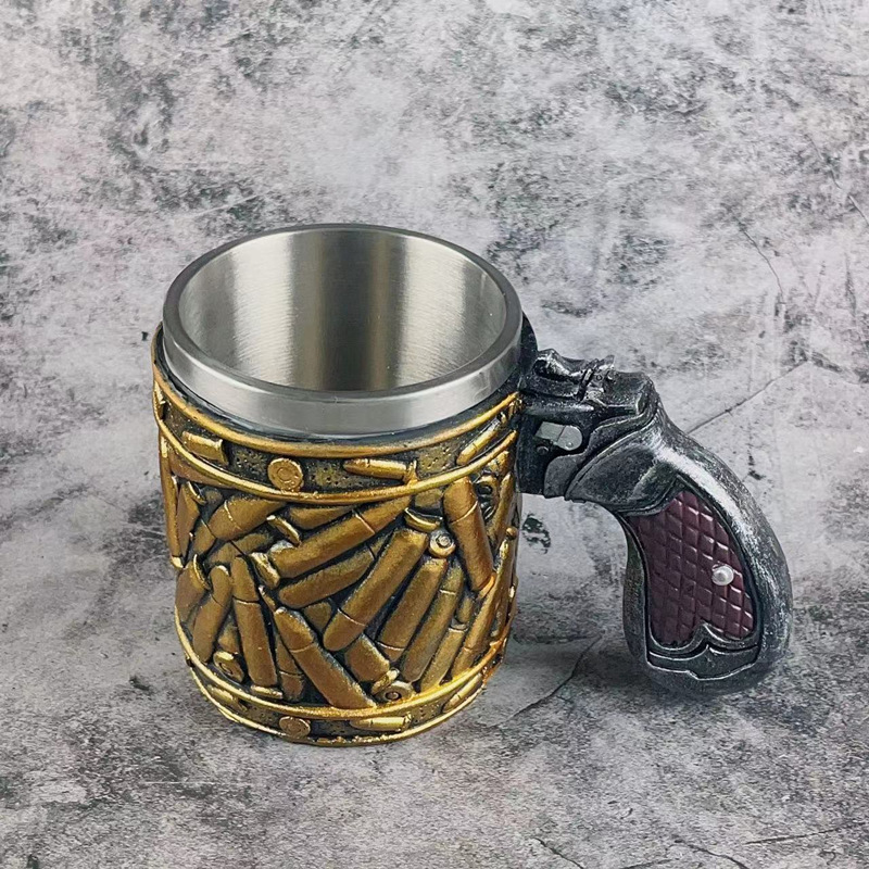 Pistol Beer Mug With Bullet Shell Decoration Men's Stainless - Temu