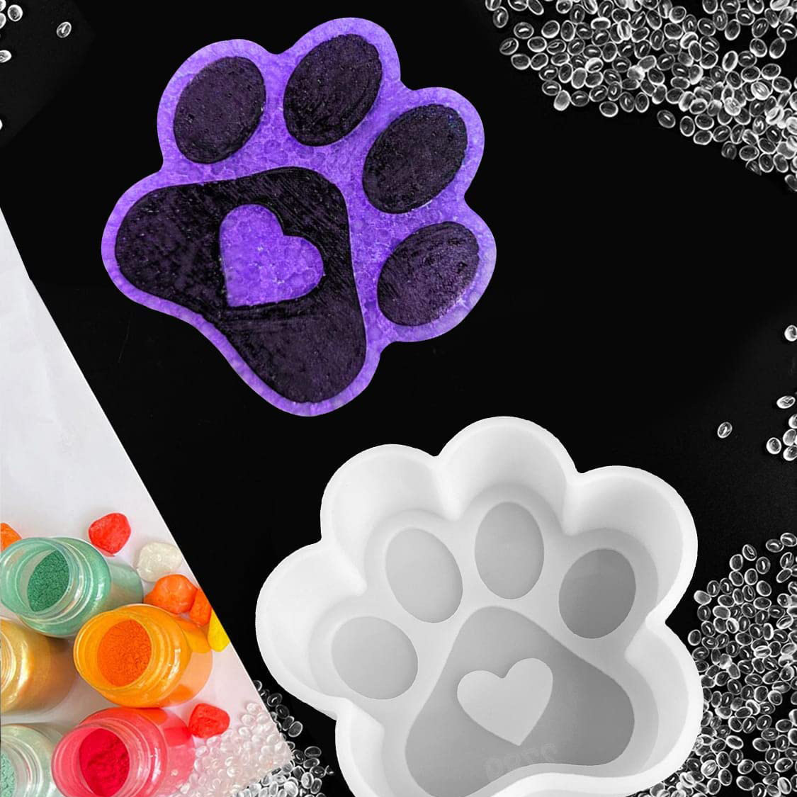 Paw Print Heart Epoxy Resin Silicone Mold