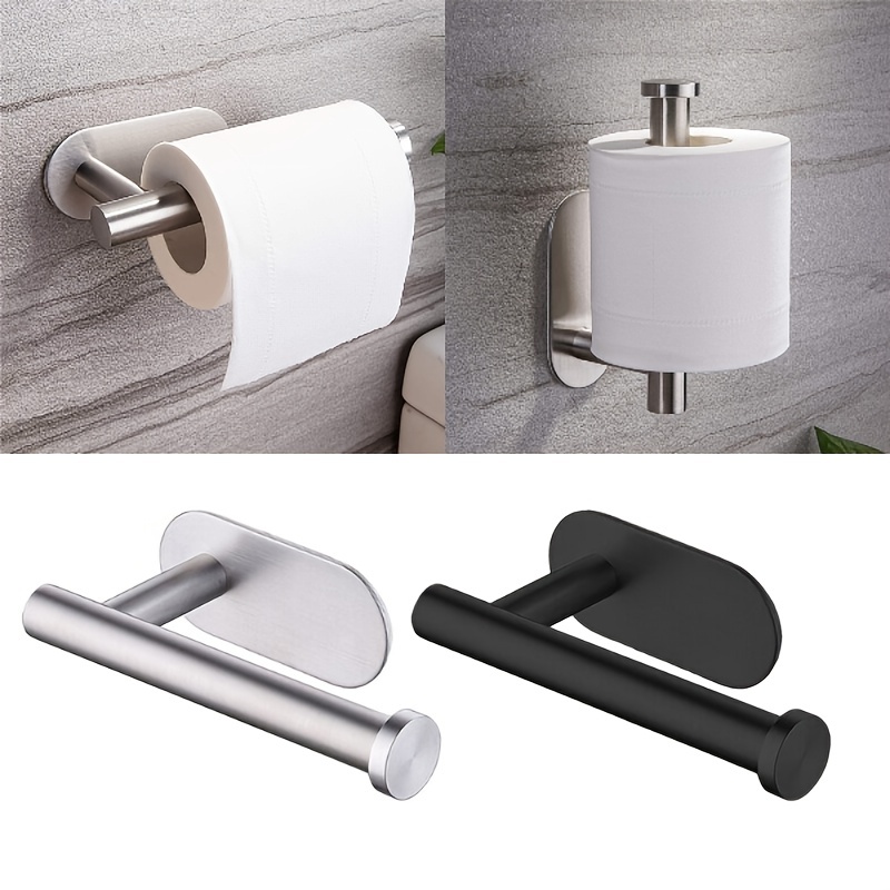 Paquete de 2 soportes para papel higiénico - Soporte de pared negro para  almacenamiento de baño, soporte para toallas de papel de acero inoxidable 