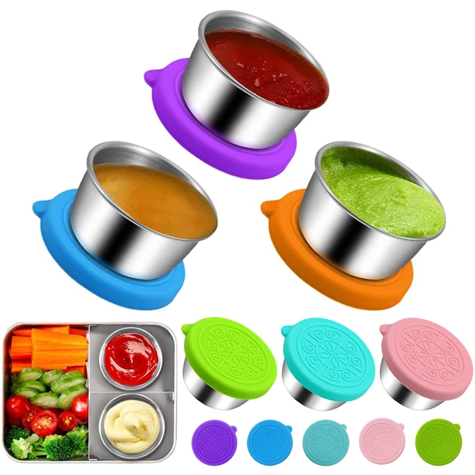 Salad Dressing Container To Go Reusable Stainless Steel Sauce Cups Small Condiment  Containers With Leakproof Silicone Lids For Lunch Bento Box Picnic Travel -  Temu