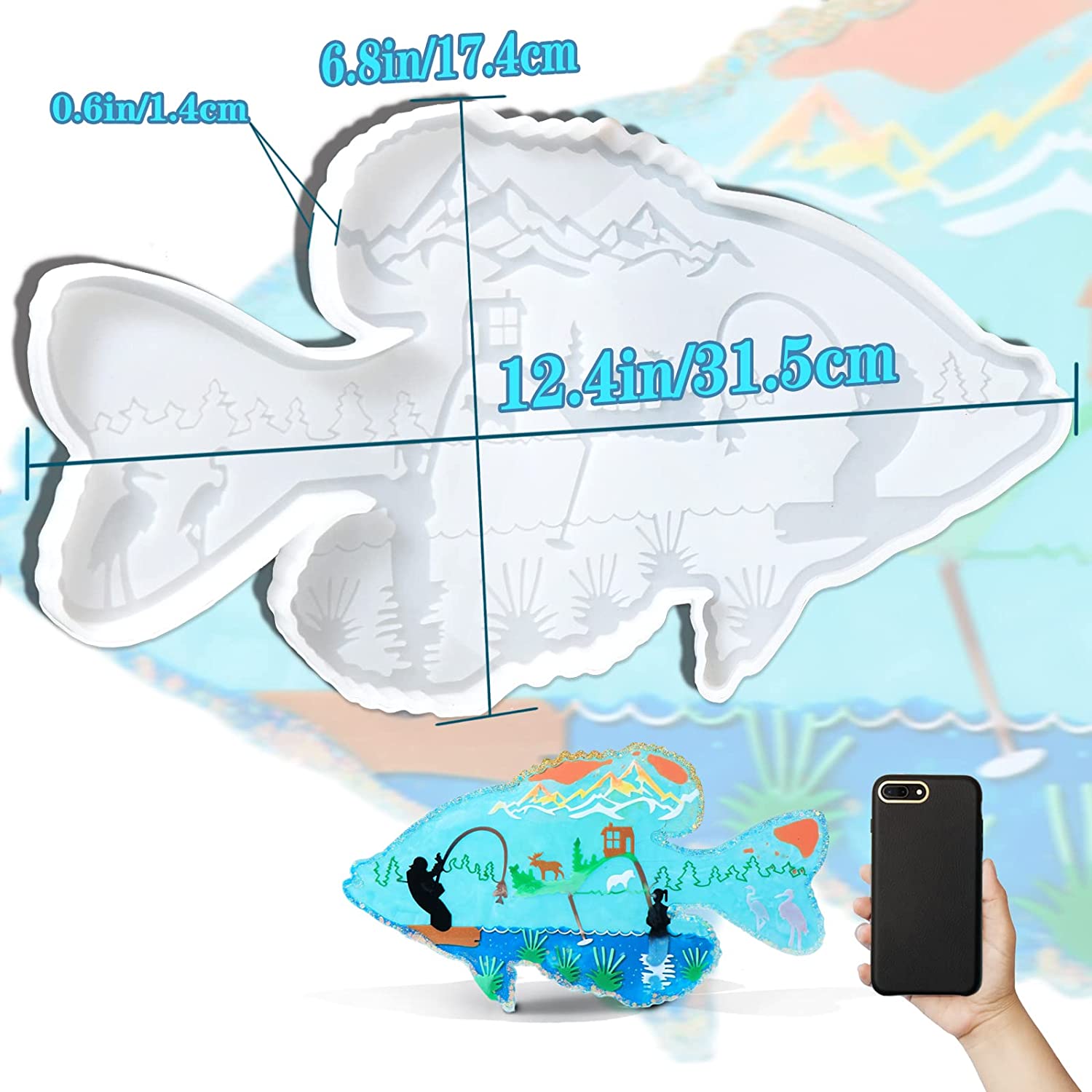1pc Fish Silicone Resin Molds, Ocean Animal Resin Epoxy Molds Silicone  Large Resin Molds For DIY Resin, Cabinets Decor, Home Office Decoration