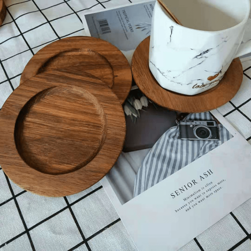 wooden coaster tray coffee cup base round placemat Temu Australia