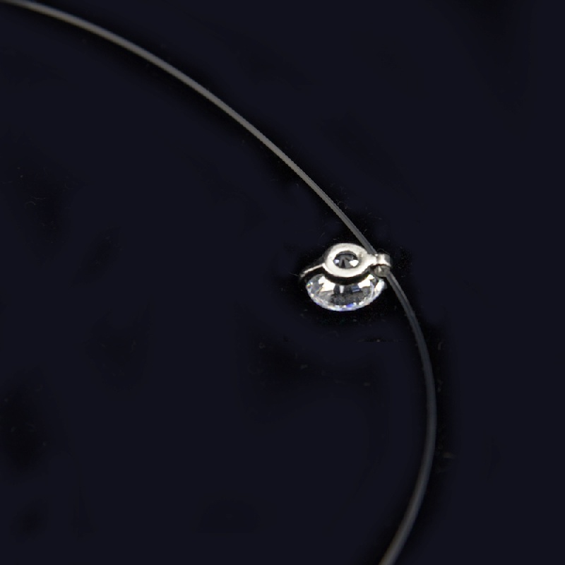 1pc Men's Transparent Fishing Line Necklace, Cubic Zirconia Choker Necklace  Jewelry