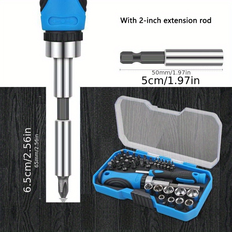 1set multi functional ratchet screwdriver bit set slotted cross universal tools for precision driving details 3