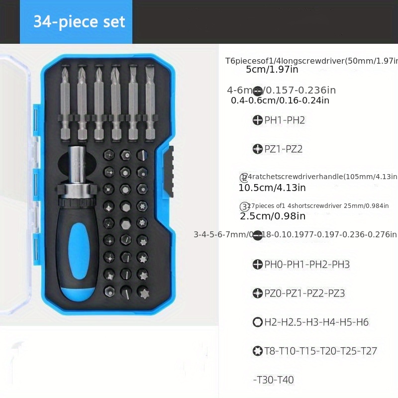 1set multi functional ratchet screwdriver bit set slotted cross universal tools for precision driving details 4