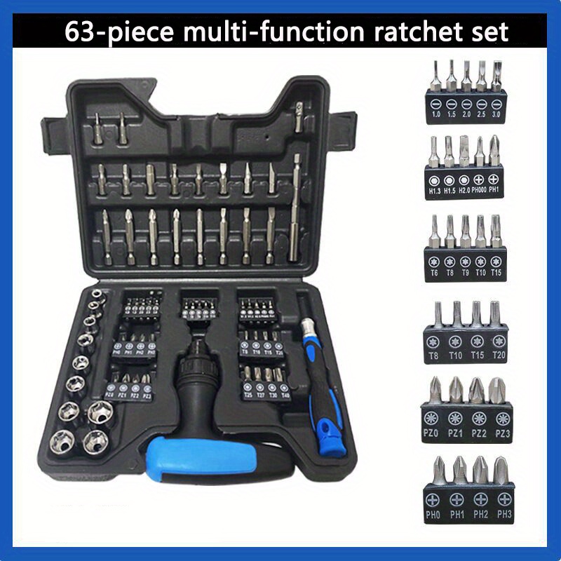 1set multi functional ratchet screwdriver bit set slotted cross universal tools for precision driving details 6