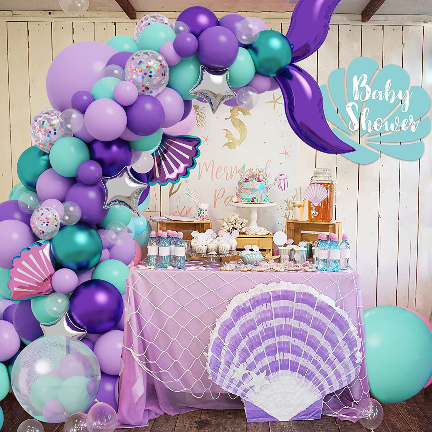 Purple Fish Tail Balloon Chain Arch Set Birthday Party - Temu