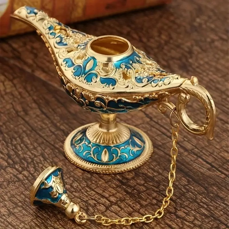 Size 19*13cm BRASS Magic Genie Light OiL Lamp Pot Russian tea Pot Al-addin  Pakistan lamp Decoration BRASS Silver - AliExpress