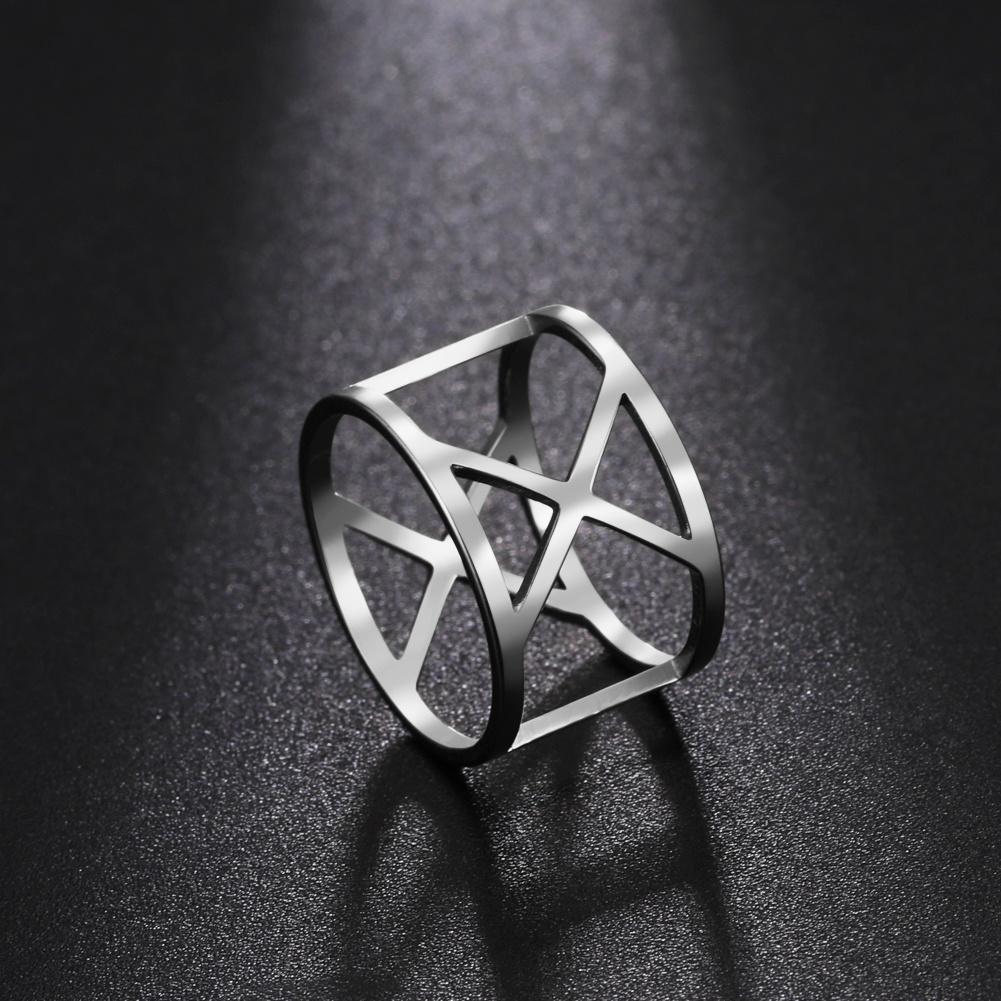 Vintage Geometric Pattern Stainless Steel Ring For Men