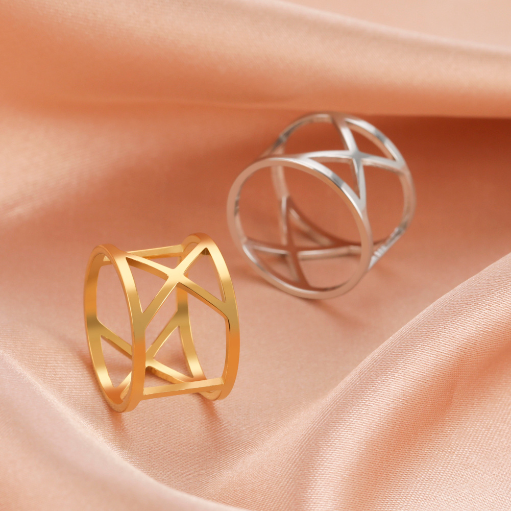 Vintage Geometric Pattern Stainless Steel Ring For Men