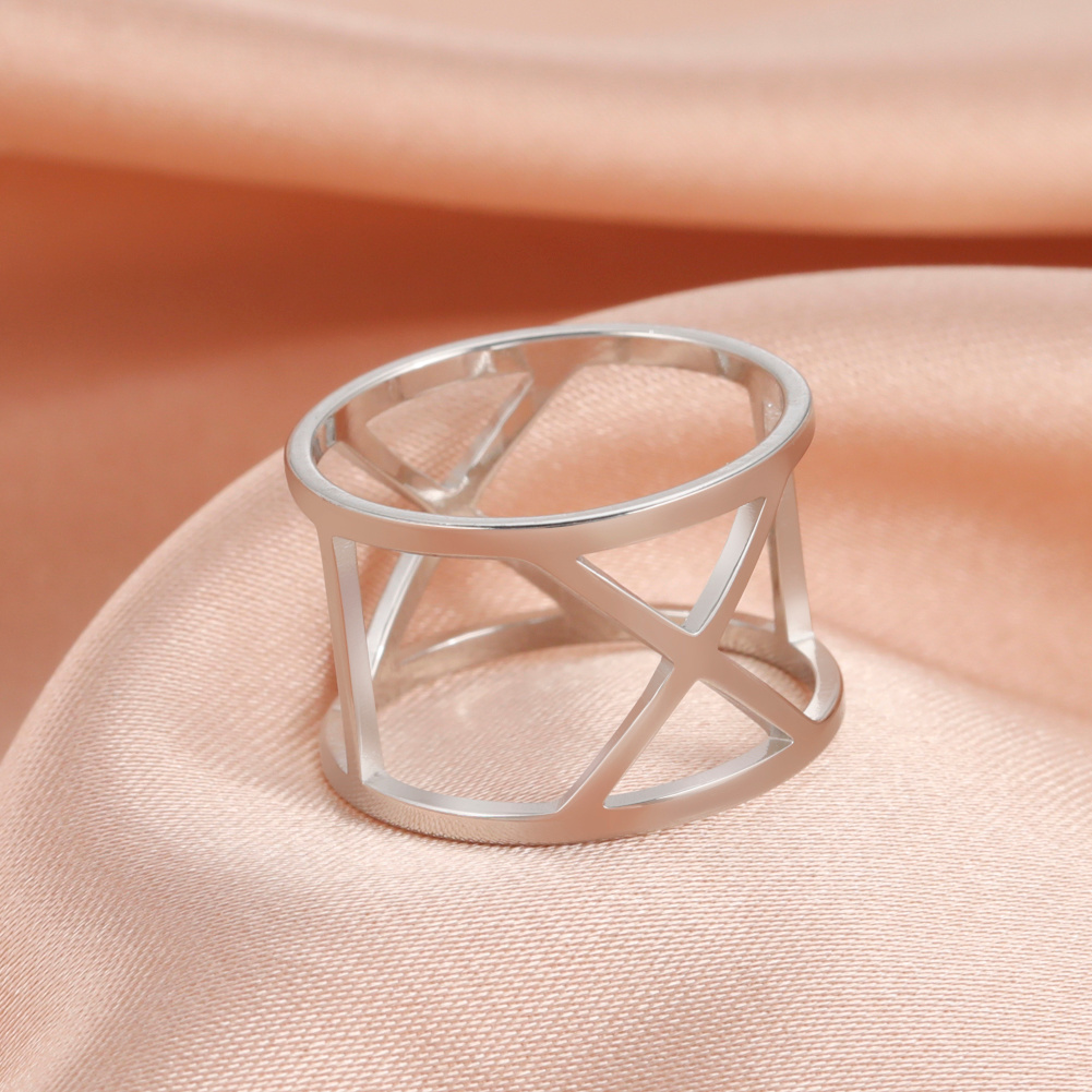 Vintage Geometric Pattern Stainless Steel Ring For Men