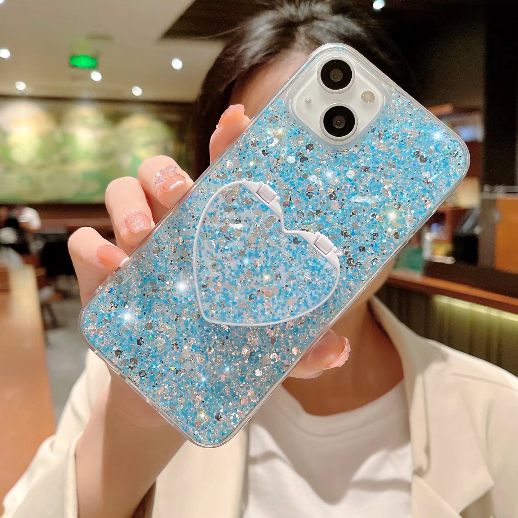 Makeup Mirror Mobile Phone Case, Luxurious Bling Heart-Shaped Mirror Phone  Case(iPhone 7/8)