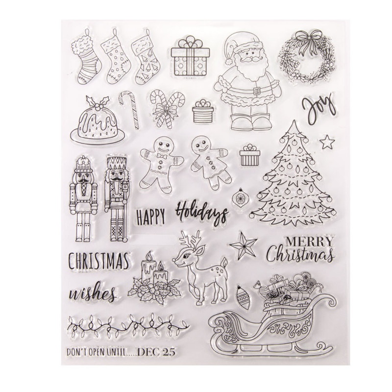 

1pc Merry Christmas Transparent Clear Silicone Stamp For Diy Scrapbooking Photo Album Decorative