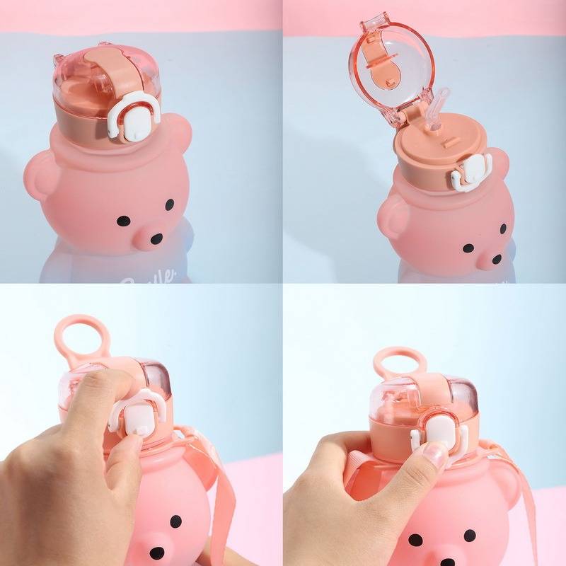 Dropship Cute Water Bottle 27oz With Strap Portable Leakproof BPA-free  Kawaii Bear Straw Drink Bottles to Sell Online at a Lower Price