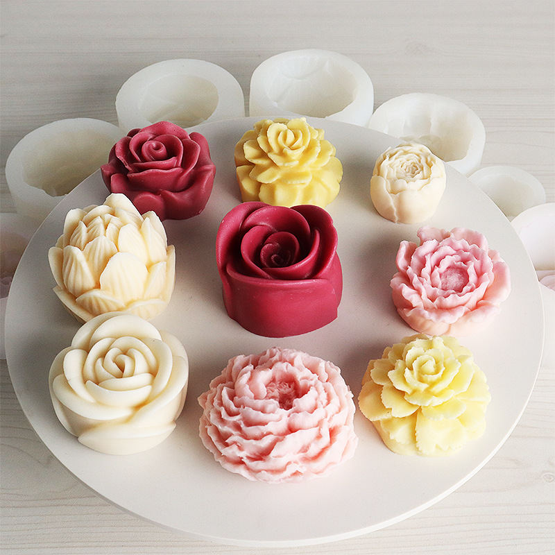 Rose Flower Shape Silicone Candle Mold Fondant Chocolate Cake Molds  Aromatherapy Gypsum Candle Handmade Soap Mold