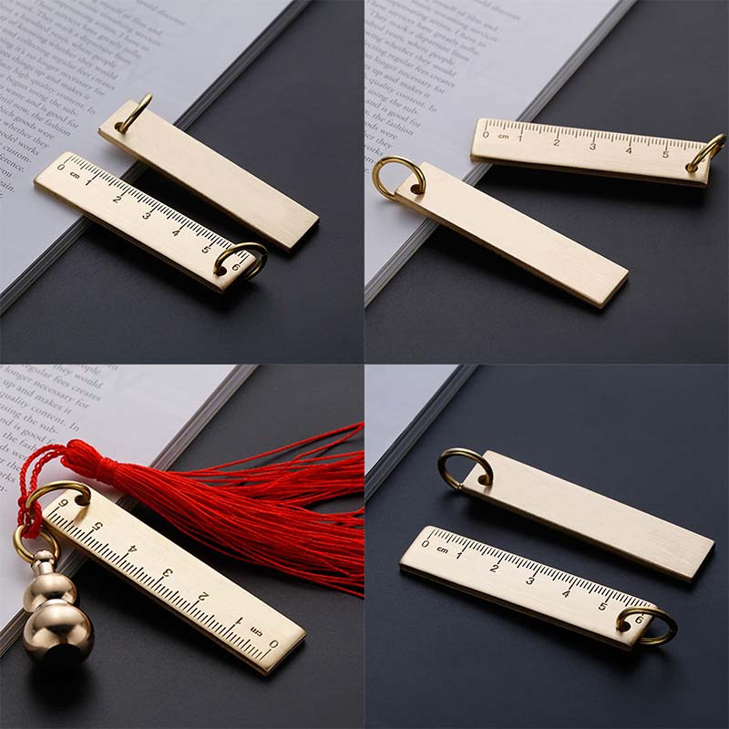 1pc 6cm Small Copper Ruler 3mm Thickened Brass Metal Ruler Copper Key Pendant