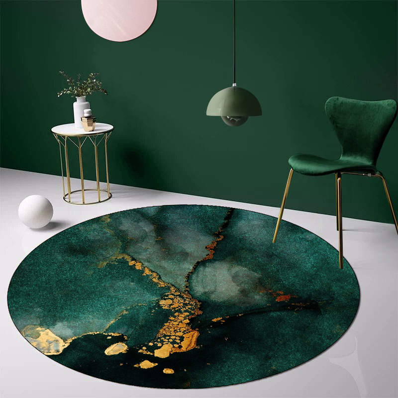 Louis Vuitton Nested Squares Brown Mix Light Green Round Rug - Tagotee