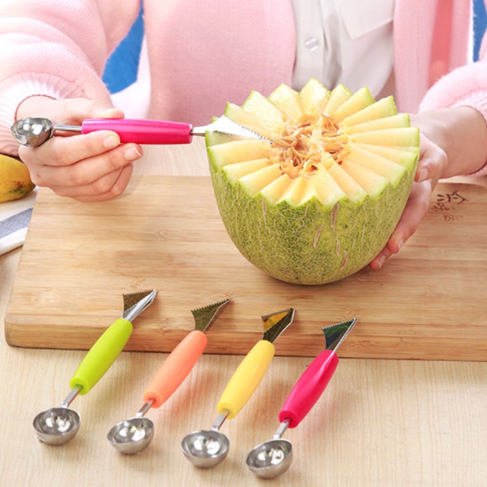 Melon Baller Scoop Set, Double Sided Watermelon Cutter Fruit Carving Tools  Set