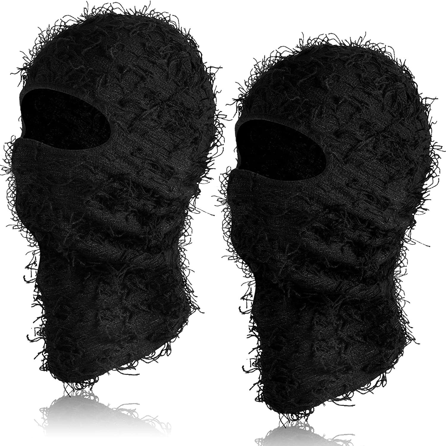 Black Street Balaclava Face Mask, Men's Ski Knitting Distressed Windproof Full Face Size for Men,Shiesty,Temu