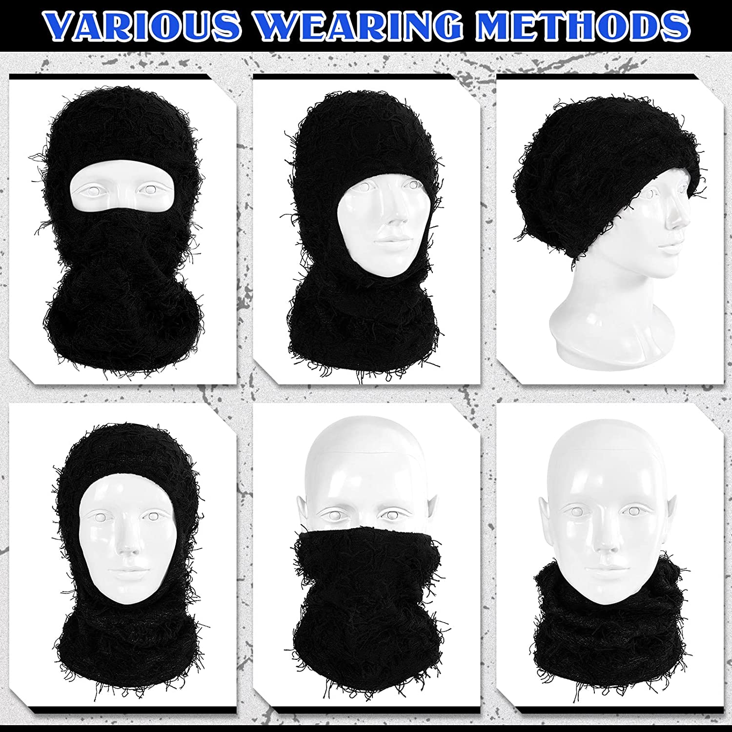 Cooling Balaclava Face Mask Fall Balaclava Distressed Knitted Caps Thermal  Balaclava Face Mask Men Boho Flowy Balaclava for Women Knit Unisex  Balaclava Face Cover # at  Men's Clothing store