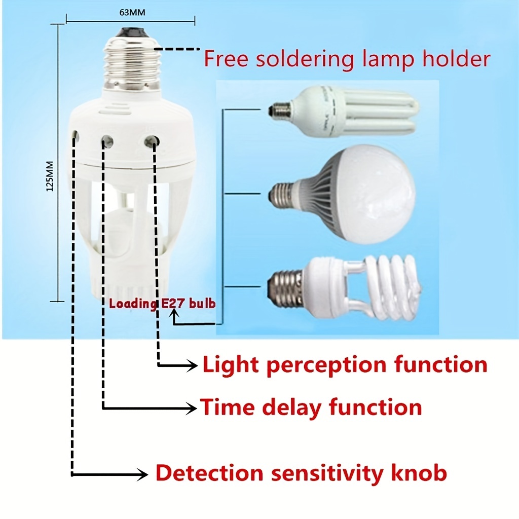 Enchufe De Luz Para Sensor De Movimiento, Adaptador De Bombilla De Tornillo