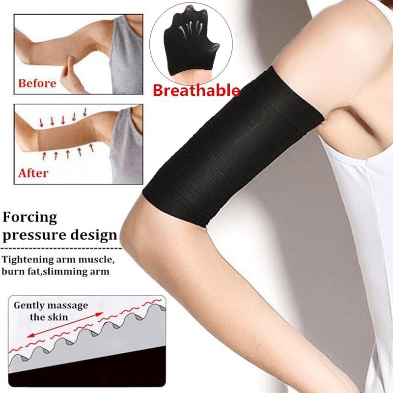 1 Pair Thin Legs Arm Slimming Wrap Belt Shaper Weight Loss Calories Off Arm  Shaper Massager Loss Fat Black Nude Color: black