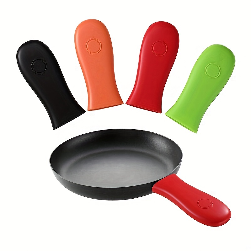 4Pcs Silicone Pot Holder Cast Iron Hot Skillet Handle Cover Potholder Pan  Sleeve