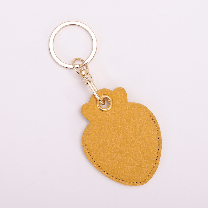 Cute Pu Leather Air Tag Holder Keychain With Id Card Slot