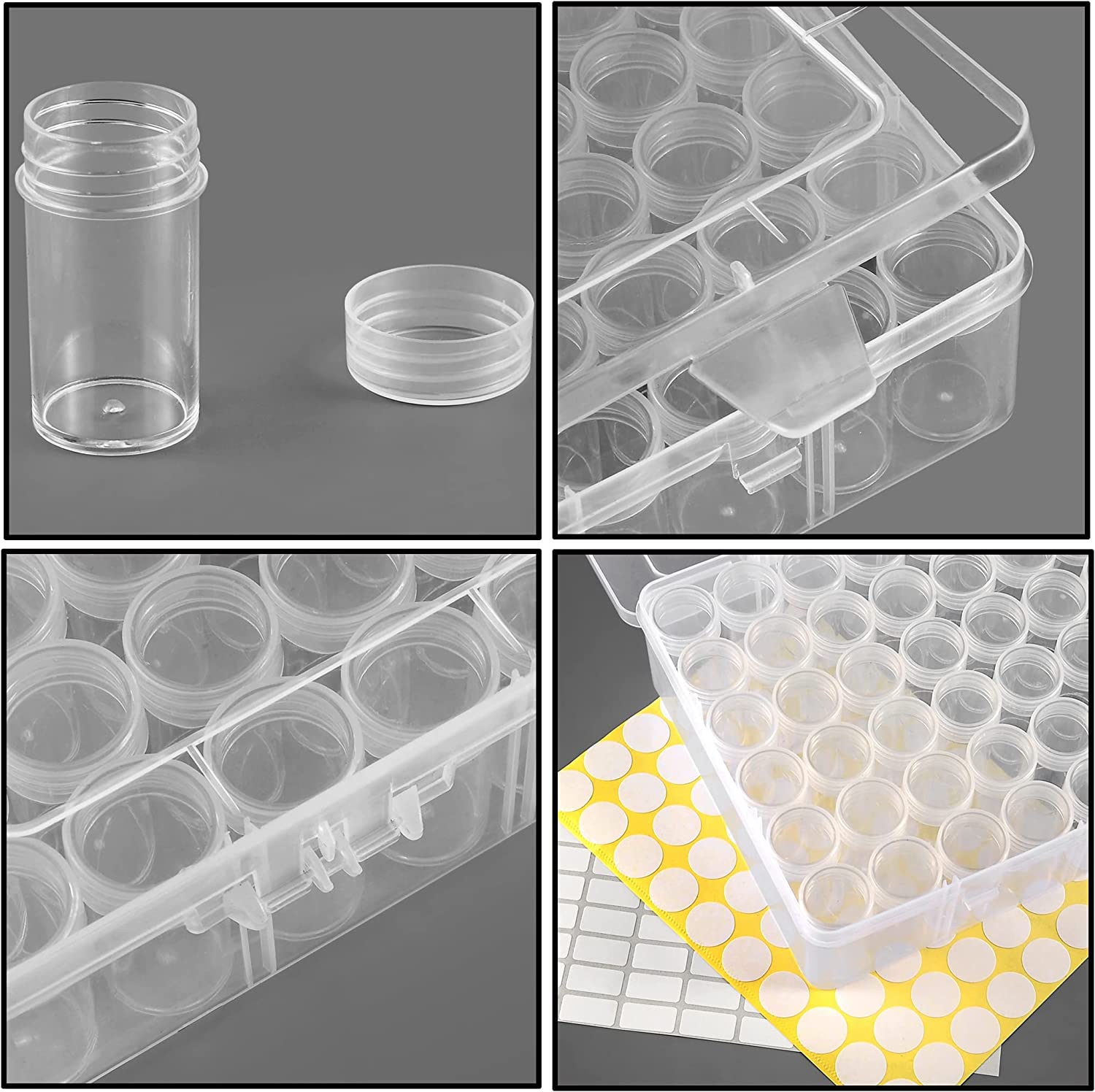 Clear Plastic Bead Storage with 30 Pieces Storage Jars Container Bottle  with Lid Embroidery Diamond Painting Transparent Accessory Box Organizer  for