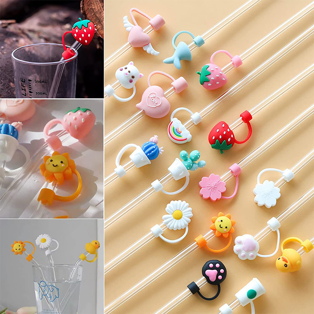 6Pcs Straw Covers Cap for Cup, Monkle Christmas Straw Topper