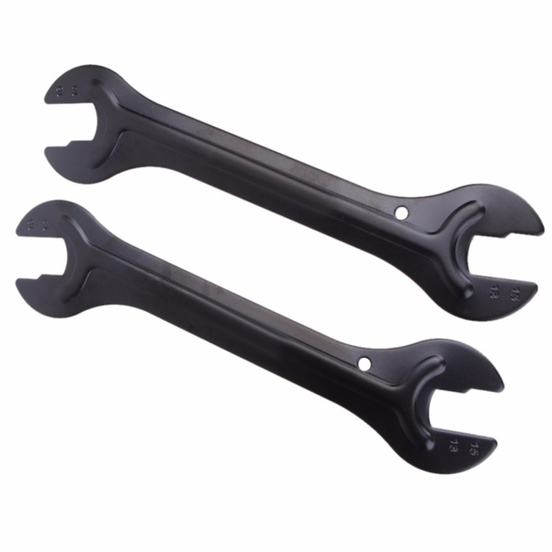 

2pcs/set Steel Bicycle Wrenches, 13/14mm & 15/16mm Open End Axle Hub Spanner Cone, Cycling Head Repair Tools For Bikes, Durable, Black, Portable Maintenance Accessories