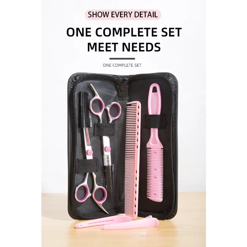 pink barber salon professional styling tool stainless steel shears for hair cutting hair cutting and thinning scissors set details 1