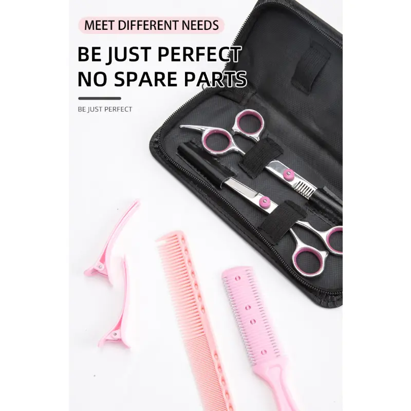 pink barber salon professional styling tool stainless steel shears for hair cutting hair cutting and thinning scissors set details 2