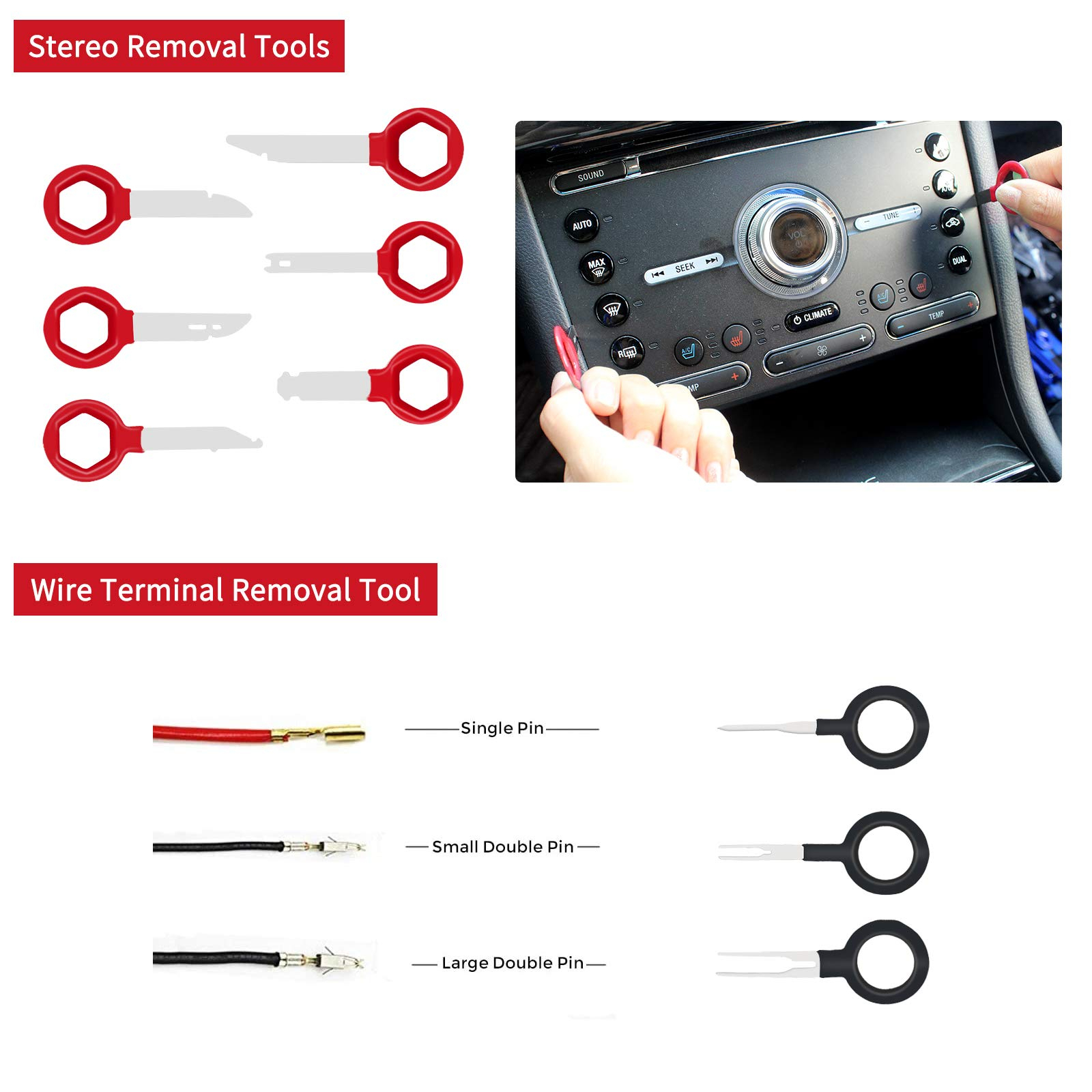 Car dismantling interior trim mounting lever clipheber set, spread rivets